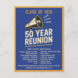 Bold Retro High School Reunion Pep Rally Megaphone Briefkaart