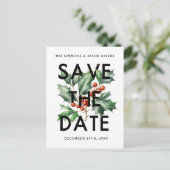 Bold Retro Holly Bewaar de datum Briefkaart (Staand voorkant)