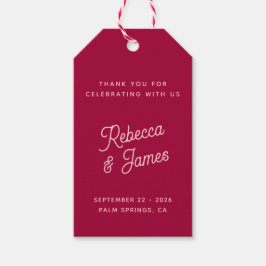  "Bold Retro Hot Pink Fuchsia Weddenschap" Bedankt Cadeaulabel