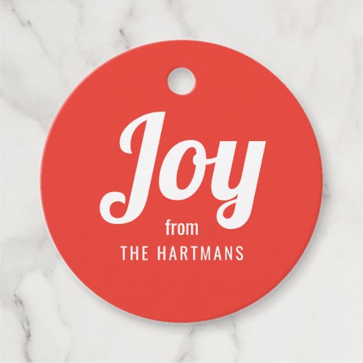 Bold Retro Joy Holiday Name kerstcadeaus Bedankjes Labels (Voorkant)