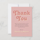 Bold Retro Koraal Roze Huwelijk Bedankkaart (Voorkant)