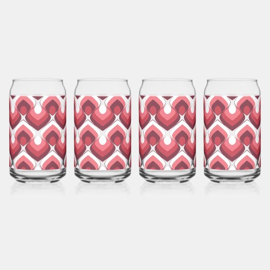 Bold Retro Modern Motif in Pinks Blikvorm Glas (Rechts)