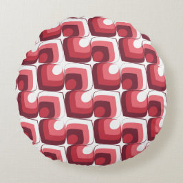Bold Retro Modern Motif in Pinks Rond Kussen