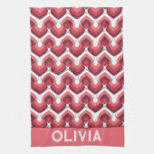 Bold Retro Modern Motif in Pinks Theedoek (Verticaal)