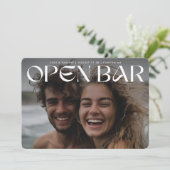 Bold Retro Modern Open Bar FullBleed Photo Wedding Save The Date (Staand voorkant)