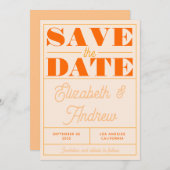 Bold Retro Oranje Geel Manuscript Weddenschap Save The Date (Voorkant / Achterkant)