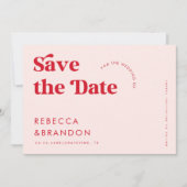 Bold Retro Pink & Red Typography Modern Wedding Save The Date (Voorkant)