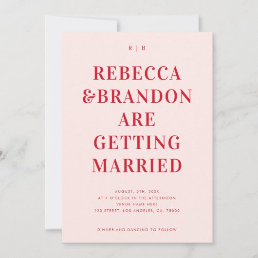 Bold Retro Red Pink Typography All in One Weddensc Kaart (Voorkant)