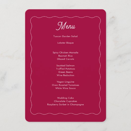 Bold Retro Roze Magenta Wave Lijst Weddenschap Menu (Voorkant)