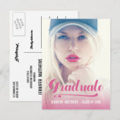 Bold Retro Roze | Oproep van de GraduPartij Uitnodiging Briefkaart (Voorkant / Achterkant)