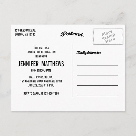 Bold Retro Roze | Oproep van de GraduPartij Uitnodiging Briefkaart (Achterkant)