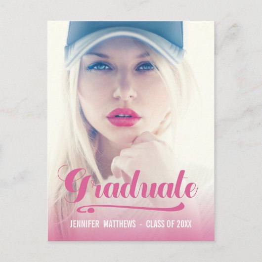 Bold Retro Roze | Oproep van de GraduPartij Uitnodiging Briefkaart (Voorkant)