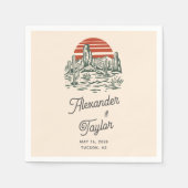 Bold Retro Saguaro Cacti - Woestijnschap Servet (Voorkant)