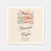 Bold Retro Saguaro Cacti - Woestijnschap Servet (Voorkant)