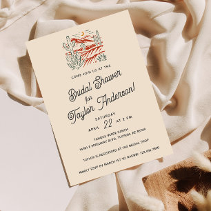 Bold Retro Saguaro Cactus Desert Vrijgezellenfeest Kaart