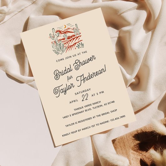 Bold Retro Saguaro Cactus Desert Vrijgezellenfeest Kaart