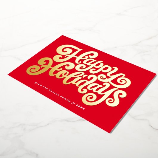 Bold Retro-script Folie Feestdagenkaart (Gedraaid)