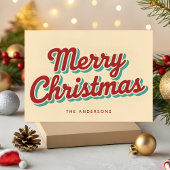 Bold Retro Script Merry Christmas Typography Feestdagen Kaart