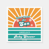 Bold Retro Sunburst Baby shower servetten voor Boy (Voorkant)