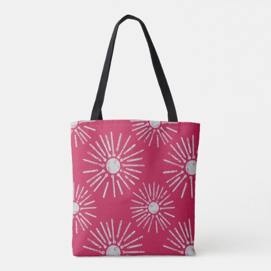 Bold Retro Sunburst Pattern in Deep Pink and White Tote Bag (Achterkant)