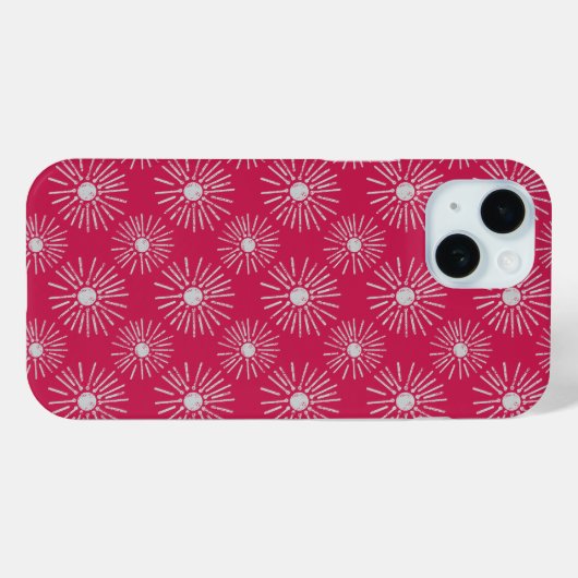 Bold Retro Sunburst Pattern in Deep Pink Case-Mate iPhone Case (Achterkant (horizontaal))