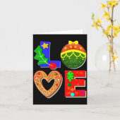 Bold Retro Tygraphy Love Xmas And Cookies T Shirt  Kaart (Gele Bloem)