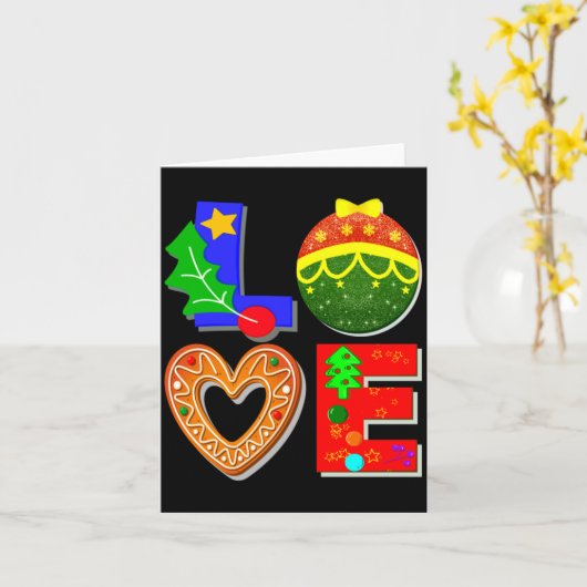 Bold Retro Tygraphy Love Xmas And Cookies T Shirt  Kaart (Gele Bloem)