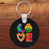 Bold Retro Tygraphy Love Xmas And Cookies T Shirt Sleutelhanger (Voorkant)