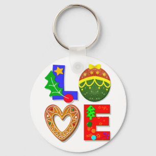 Bold Retro Typografie, liefde Kerstmis en koekjes Sleutelhanger