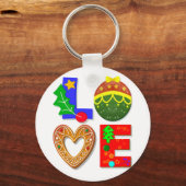 Bold Retro Typografie, liefde Kerstmis en koekjes Sleutelhanger (Voorkant)