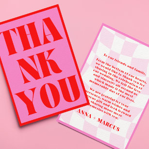 Bold Retro Typografie Roze Rode Vibrant Bedankkaart