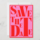 Bold Retro Typografie Roze Rode Vibrant Save The Date (Voorkant)