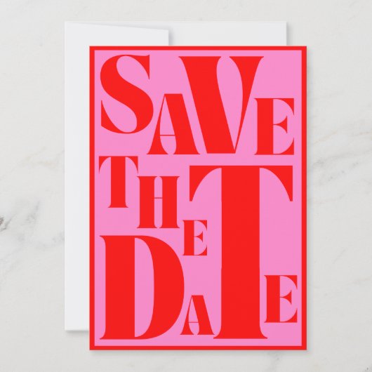 Bold Retro Typografie Roze Rode Vibrant Save The Date (Voorkant)
