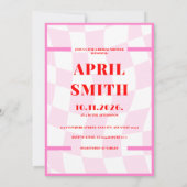 Bold Retro Typografie Roze rood Vrijgezellenfeest Kaart (Achterkant)