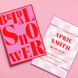 Bold Retro Typografie Roze rood Vrijgezellenfeest Kaart