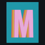 Bold Retro Typography Monogram Letter in Blue Imitatie Canvas Print<br><div class="desc">Aangepaste Bold Retro Typografie Monogram Letter in Blue Canvas Print</div>