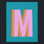 Bold Retro Typography Monogram Letter in Blue Imitatie Canvas Print<br><div class="desc">Aangepaste Bold Retro Typografie Monogram Letter in Blue Canvas Print</div>