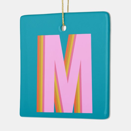 Bold Retro Typography Monogram Letter in Blue Keramisch Ornament (Links)