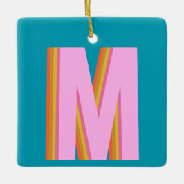 Bold Retro Typography Monogram Letter in Blue Keramisch Ornament