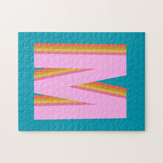 Bold Retro Typography Monogram Letter in Blue Legpuzzel (Horizontaal)