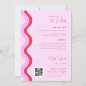 Bold Retro Wave Pink and Red All in One Weddenscha Kaart (Achterkant)
