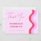 Bold Retro Wave Pink and Red Weddenschap Bedankt (Voorkant)
