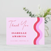 Bold Retro Wave Pink and Red Weddenschap Bedankt (Staand voorkant)