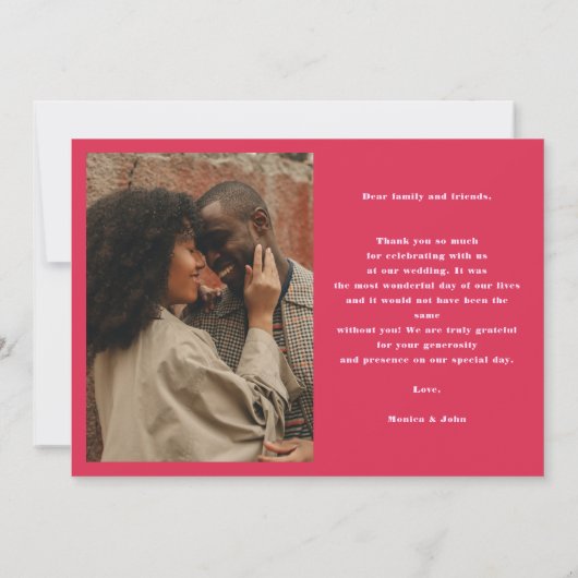 Bold Retro Wave Pink and Red Weddenschap Bedankt (Achterkant)