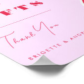 Bold Retro Wave Pink en Red Kaarten & Gifts Wedden Poster (Hoek)