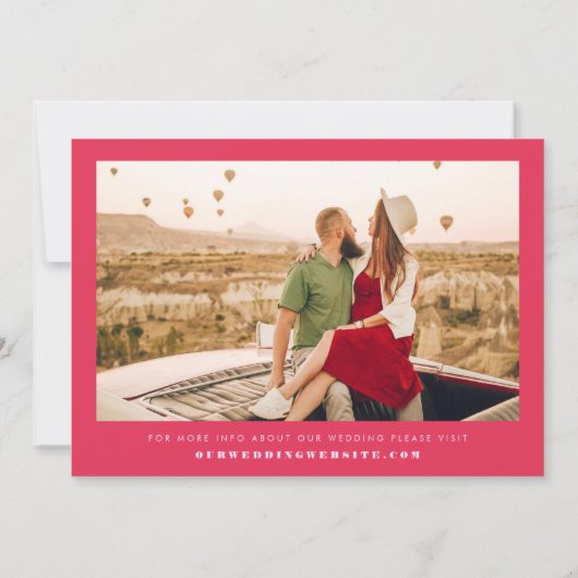 Bold Retro Wavy Curvy Stripes Pink and Red Wedding Kaart (Achterkant)