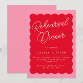 Bold Retro Wavy Rood & Roze Vrijgezellenfeest Kaart (Voorkant / Achterkant)