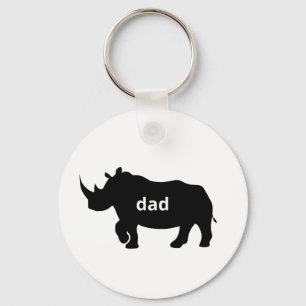 Bold Rhino Dad - Sterk Silhouette Tribute Sleutelhanger