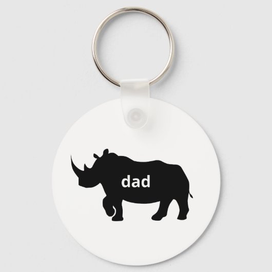 Bold Rhino Dad - Sterk Silhouette Tribute Sleutelhanger (Voorkant)