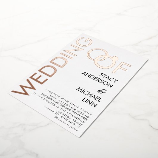 Bold Ring Wedding Prigedrukte Folie Uitnodiging (Gedraaid)